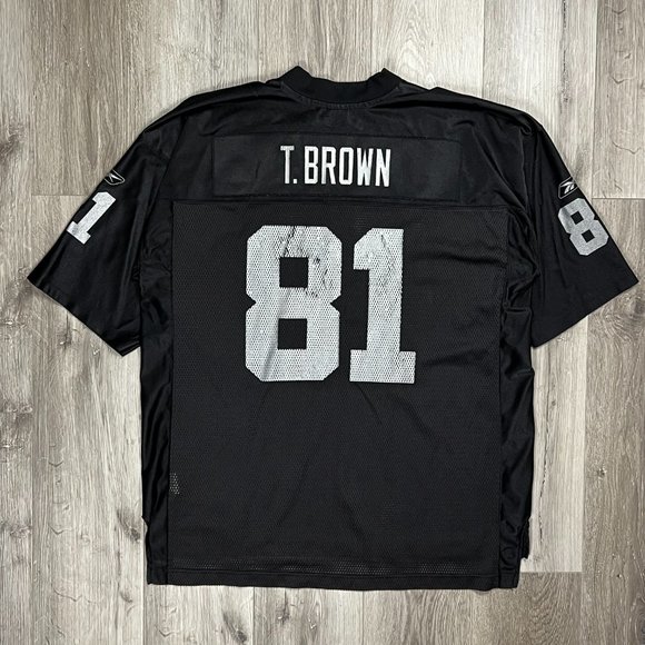 Tim Brown #81 Oakland Raiders NFL Vintage Reebok Black XL Jersey - Picture 1 of 10